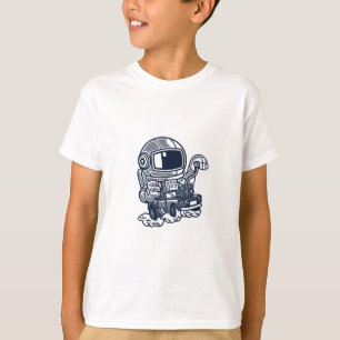 Astronaut Driving Moon Rover Cartoon Tee