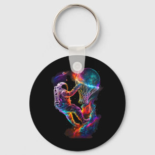 Astronaut Dunking A Bysketbyll Player Outer Space Keychain