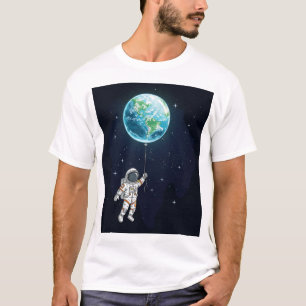 Astronaut Earth Balloon Graphic T-Shirt