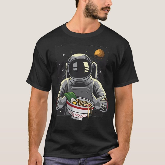 Astronaut Eating Ramen Noodles T-Shirt (Front)