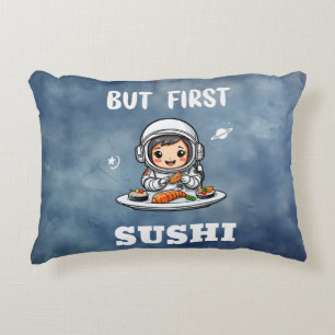 Astronaut eating Sushi Accent Pillow