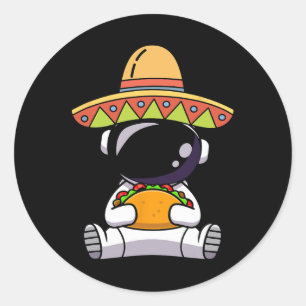 Astronaut Eating Tacos Funny Cinco De Mayo Space M Classic Round Sticker