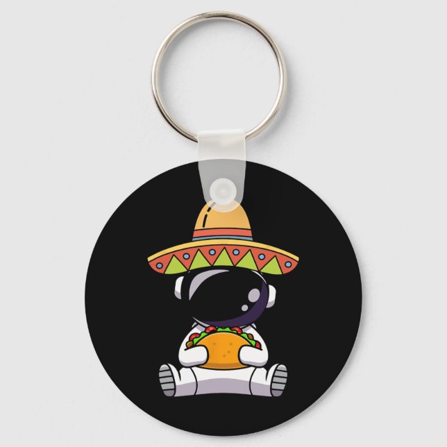 Astronaut Eating Tacos Funny Cinco De Mayo Space M Keychain (Front)