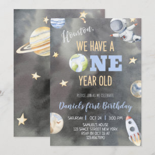 Astronaut Espace Anniversaire Un An Invitation