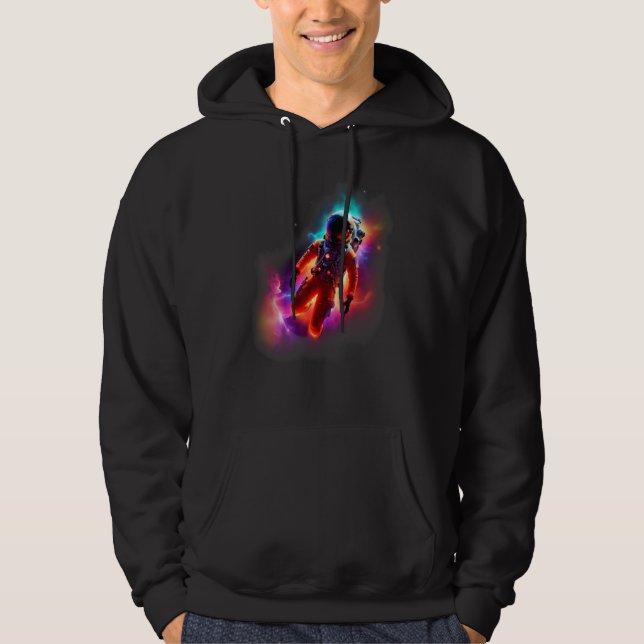 Astronaut Exploring a Colorful Nebula Hoodie (Front)