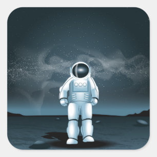 Astronaut exploring square sticker