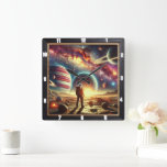 Astronaut Exploring Vibrant Galactic Scenery Square Wall Clock<br><div class="desc">Explore new frontiers with this astronaut-themed clock featuring a vivid alien world under a cosmic sky. Blending science fiction with artistic imagination, this unique timepiece showcases planets, stars, and galactic horizons in a dreamlike fantasy. Perfect for sparking curiosity and wanderlust, it brings an interstellar vibe to any room. Whether you're...</div>