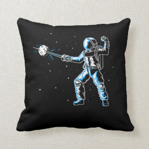 Astronaut Fencing Sword Epee Funny Fencer Throw Pillow