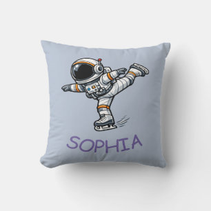 Astronaut Figure Skating Throw Pillow