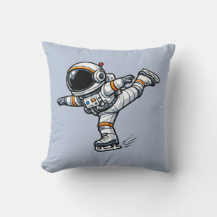 Astronaut Figure Skating Throw Pillow