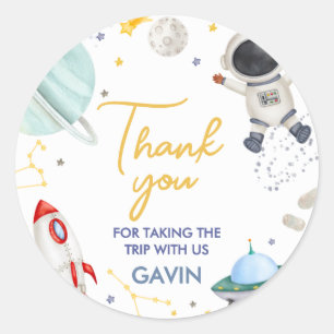 Astronaut First Trip Birthday Party Classic Round Sticker