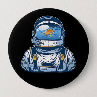 Astronaut Fishbowl Helmet Goldfish Spaceman Suit 4 Inch Round Button