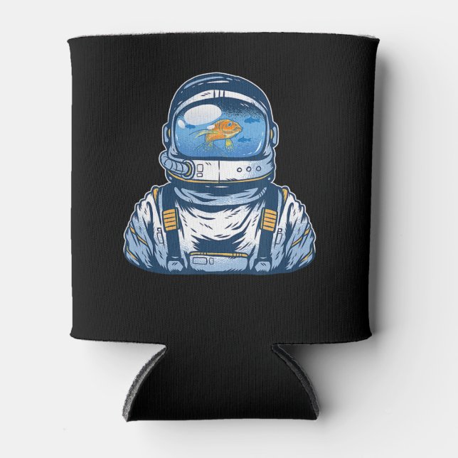 Astronaut Fishbowl Helmet Goldfish Spaceman Suit Can Cooler (Front)