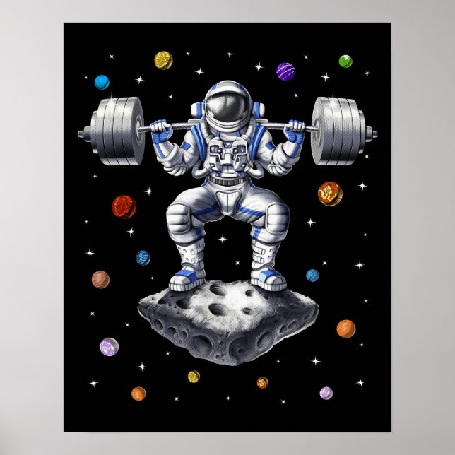 Astronaut Fitness Squats Poster (Front)