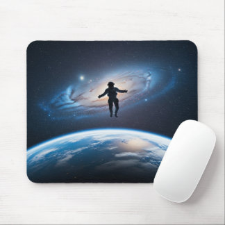 Astronaut Float Earth View Galaxy Space Mouse Pad