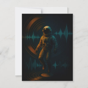 Astronaut Floating in Glitchwave Sound Art Postcard