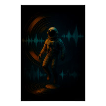 Astronaut Floating in Glitchwave Sound Art