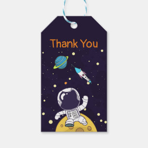 Astronaut Floating in Outer Space Thank You Gift Tags
