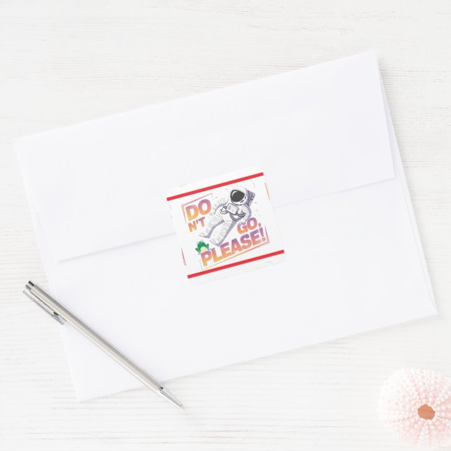 Astronaut Floating in Space Cosmic AdventureDesign Square Sticker (Envelope)