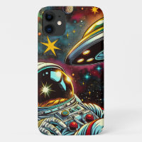 Astronaut Floating in Space with a UFO Ai Art