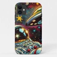 Astronaut Floating in Space with a UFO Ai Art