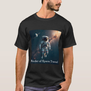 Astronaut Floating in Space with Saturn T-Shirt