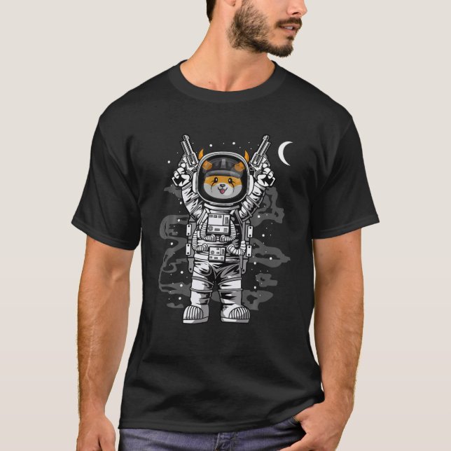 Astronaut Floki Inu Coin To The Moon Crypto Token T-Shirt (Front)