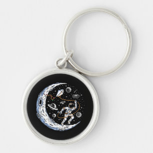 Astronaut Flying a Kite on the Moon Keychain
