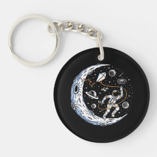 Astronaut Flying a Kite on the Moon Keychain