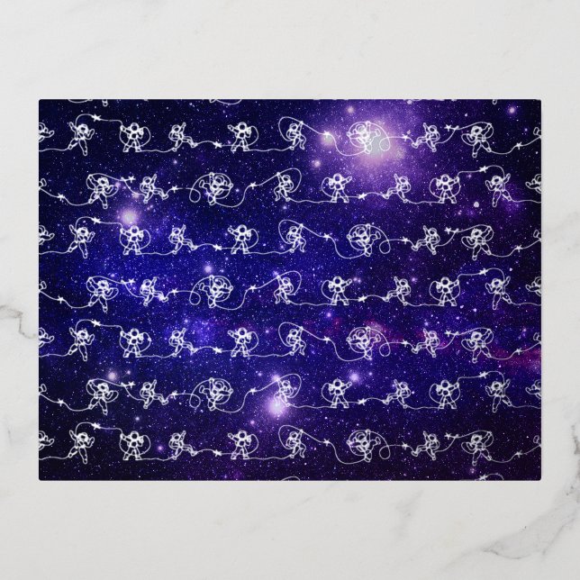 Astronaut Foil Holiday Postcard (Front)