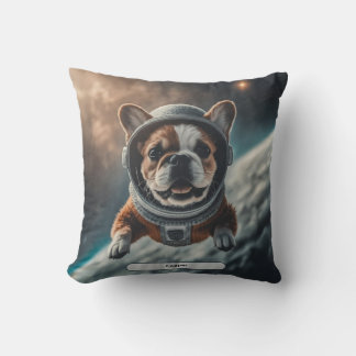 Astronaut French Bulldog Space Nursery  Throw Pillow