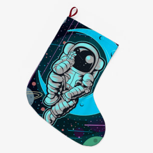 astronaut full colour large christmas stocking