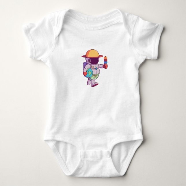 Astronaut , Funny Planets Outer Space Baby Bodysuit (Front)