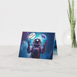 Astronaut Galaxy Birthday Folded Greeting Card