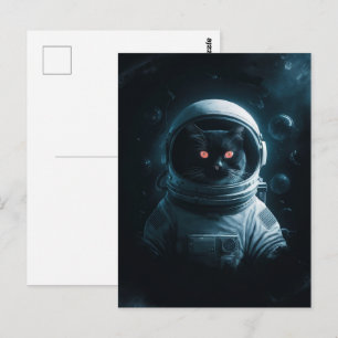 Astronaut Galaxy Planet Space Cat Kitten Kitty   Postcard