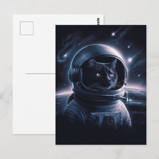 Astronaut Galaxy Planet Space Cat Kitten Kitty   Postcard (Front/Back)