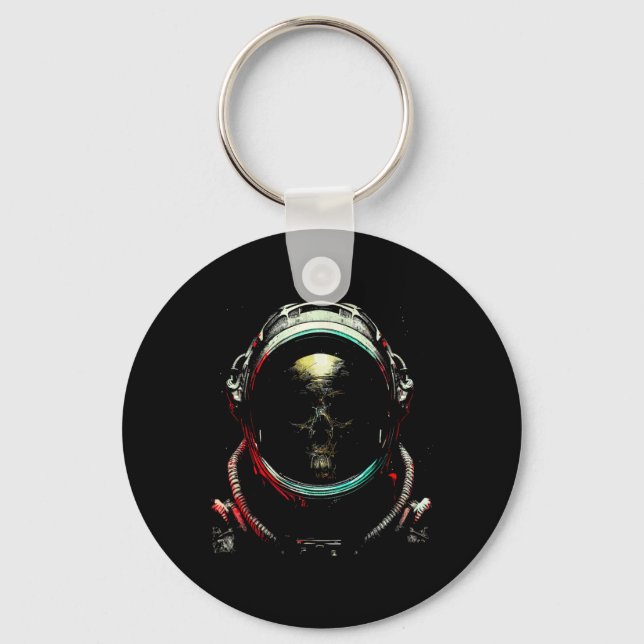 Astronaut Ghost Skeleton - Spooky Skull Halloween  Keychain (Front)