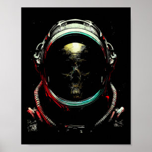 Astronaut Ghost Skeleton - Spooky Skull Halloween Poster