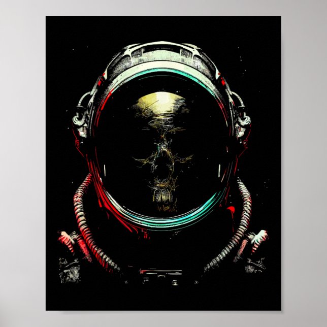 Astronaut Ghost Skeleton - Spooky Skull Halloween  Poster (Front)