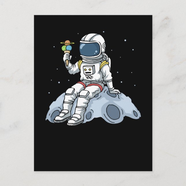 Astronaut Gifts Kids Moon Landing Ice Cream Space Postcard (Front)