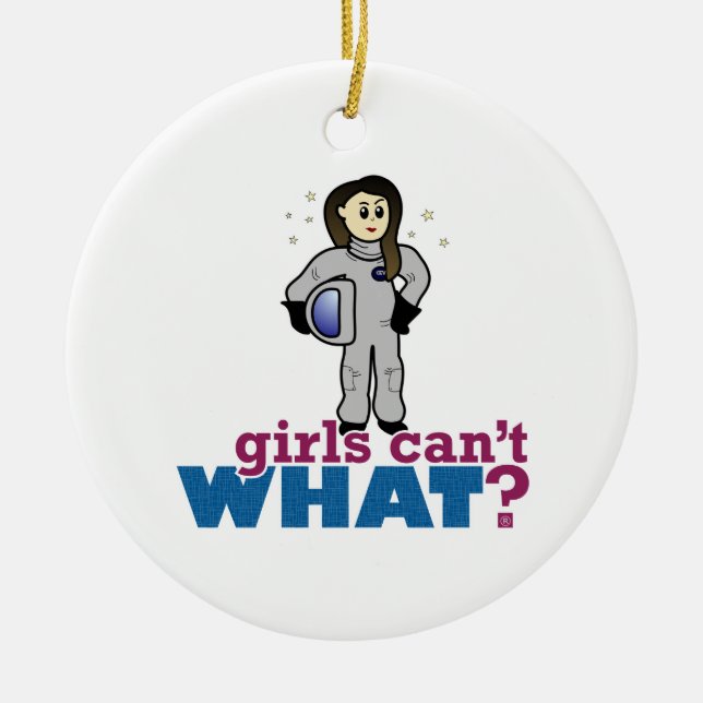 Astronaut Girl Ceramic Ornament (Front)