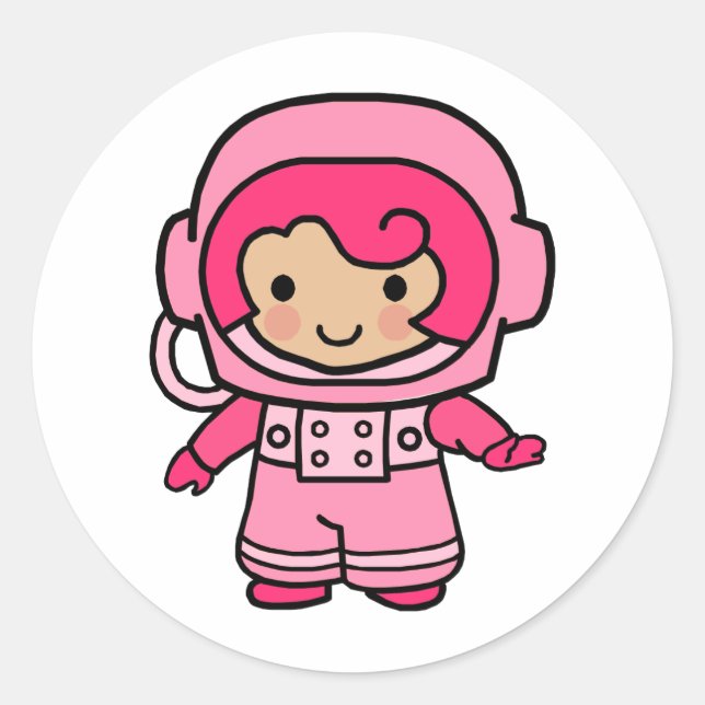 Astronaut Girl Classic Round Sticker (Front)