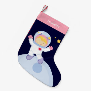 Astronaut Girl Kid's Personalized Small Christmas Stocking