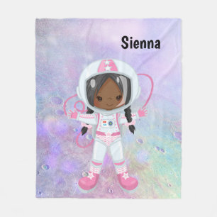Astronaut girl Outer Space Fleece Blanket