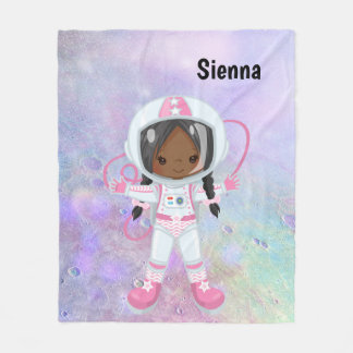 Astronaut girl Outer Space Fleece Blanket