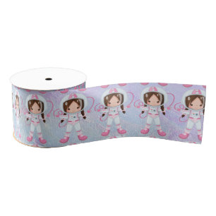Astronaut girl Outer Space Grosgrain Ribbon