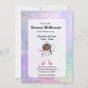 Astronaut girl Outer Space Invitation