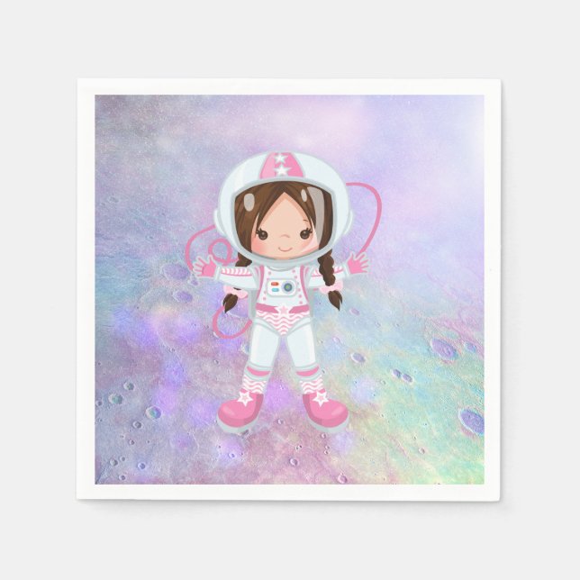 Astronaut girl Outer Space Napkin (Front)