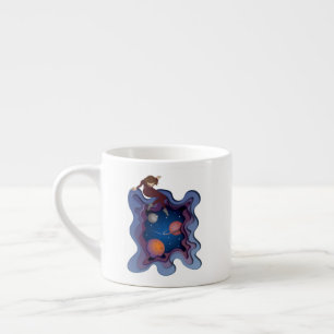 Astronaut Girl Space Gazing Espresso Cup