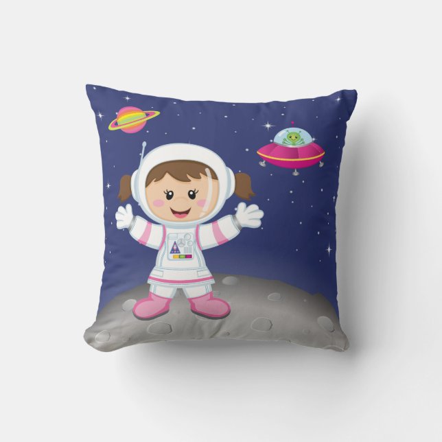 Astronaut girl throw pillow (Front)